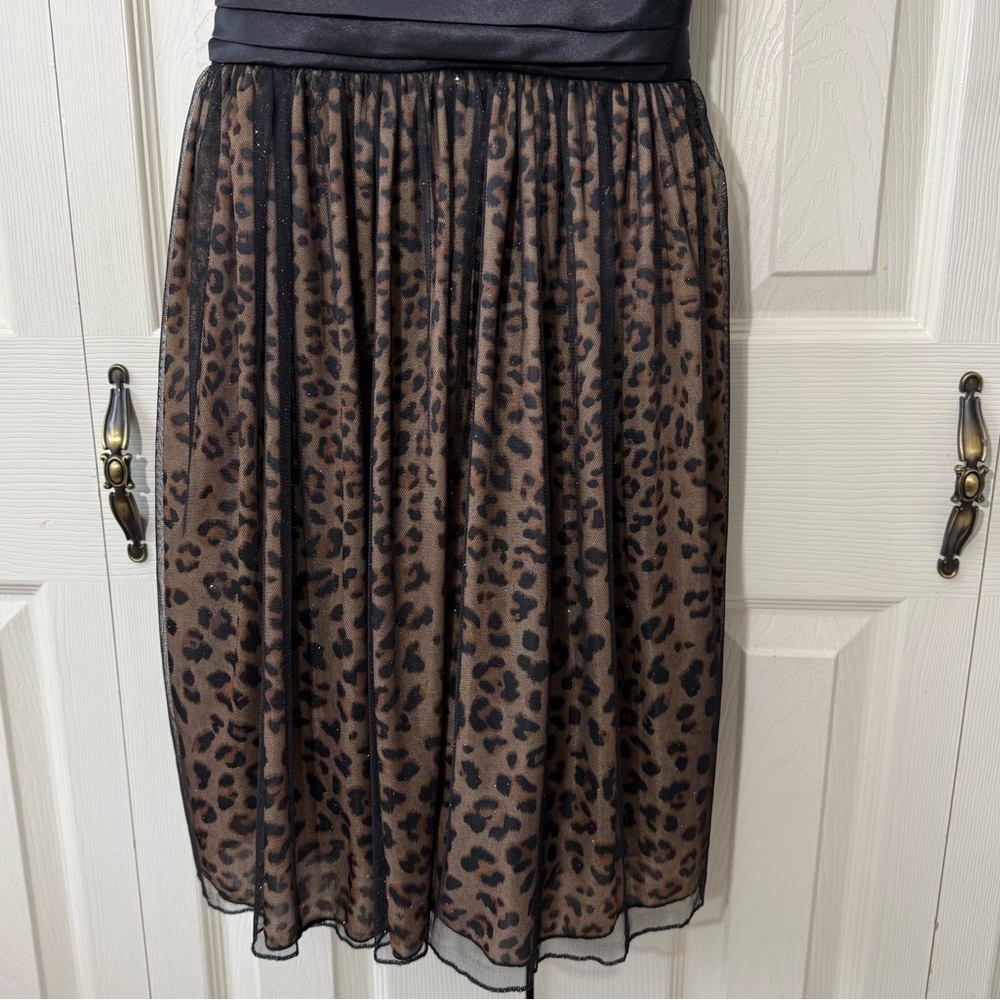 Trixxi Sparkly Layered Leopard Print Formal Dress Spaghetti Strap Womens size 9 - Picture 2 of 10